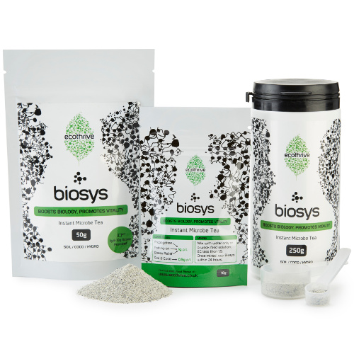 Unique blend of microbes and biostimulants, easy to use instant microbe tea. Available in 10g, 50g and 250g.